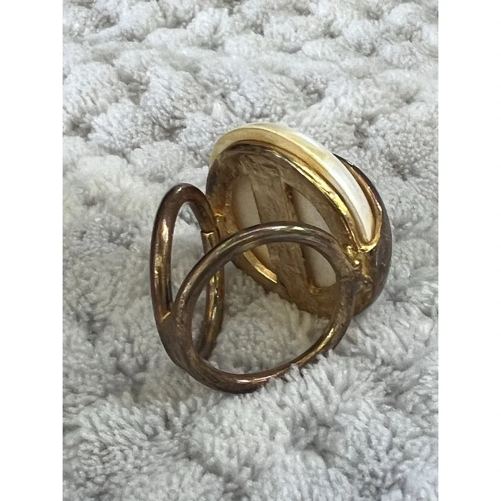 Vintage Pearl‎ Gold Scarf Ring